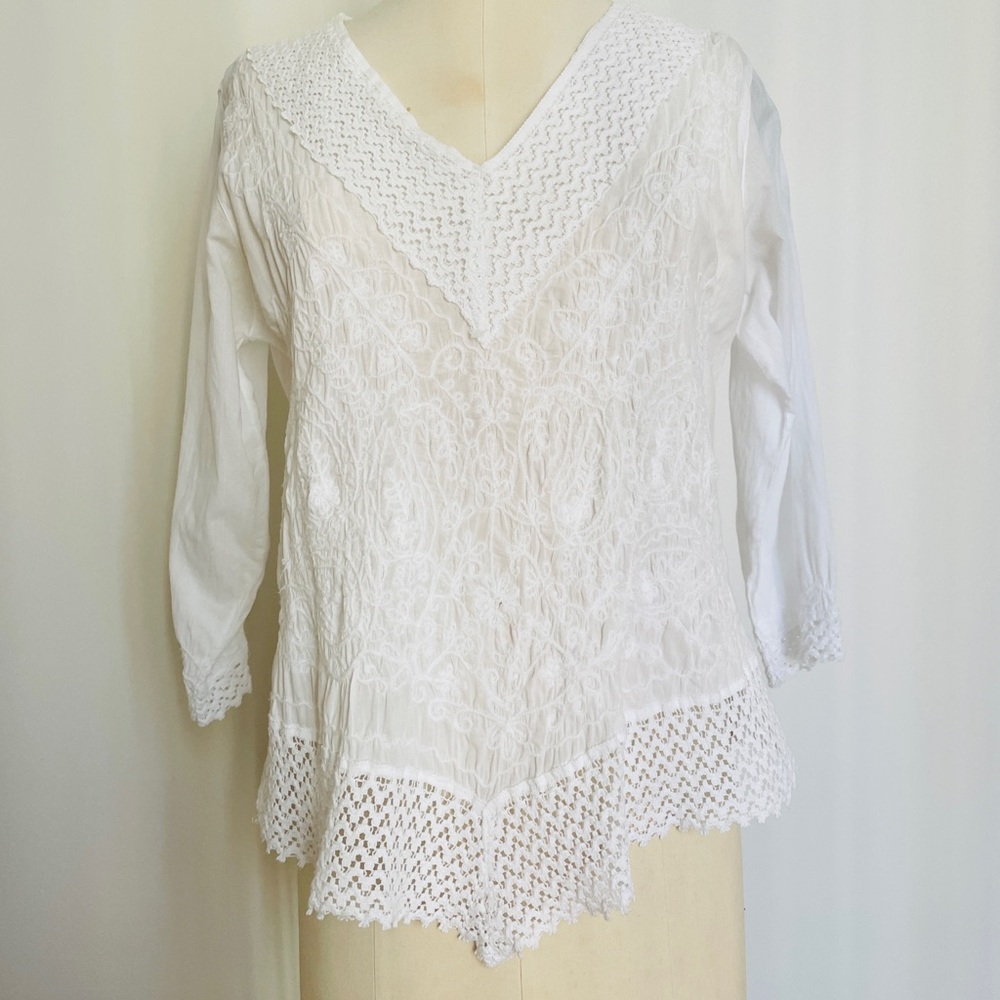 Havana Royal Moda Bohemian Lightweight V Neck Top Blouse Relaxed Fit S M